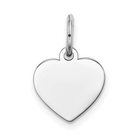 Kazi Luxury 14k White Gold Plain .013 Gauge Engravable Heart Charm